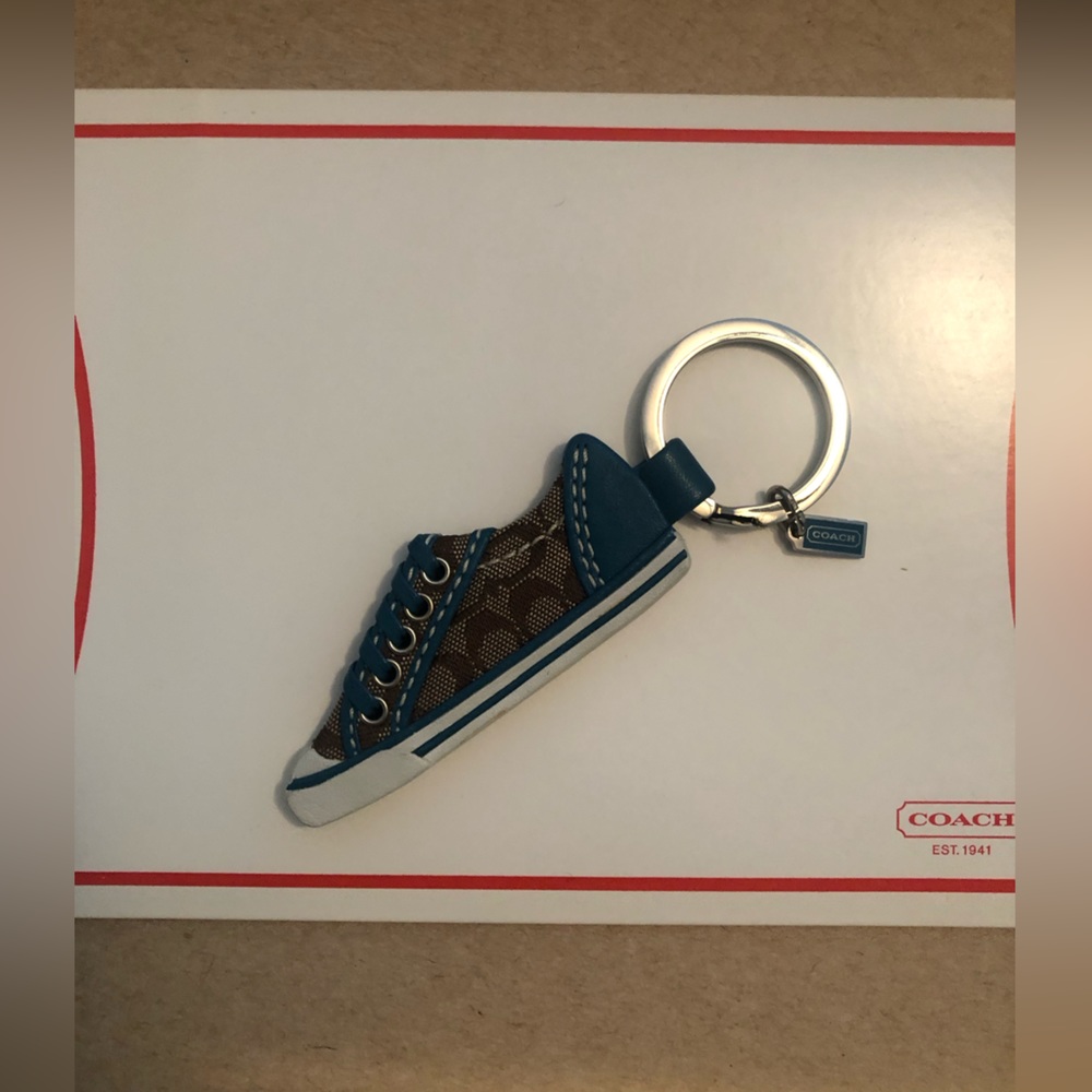 Coach blue/brown signature C sneaker key holder